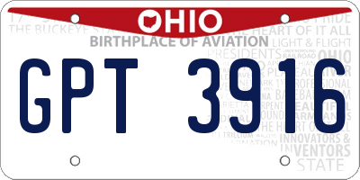 OH license plate GPT3916