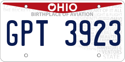 OH license plate GPT3923
