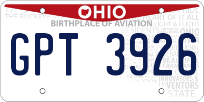 OH license plate GPT3926