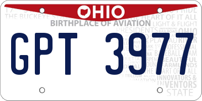 OH license plate GPT3977