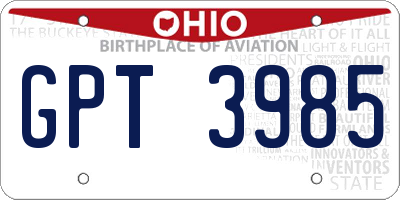 OH license plate GPT3985