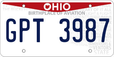 OH license plate GPT3987