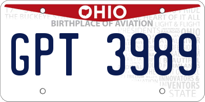 OH license plate GPT3989