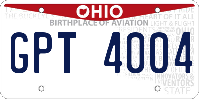 OH license plate GPT4004