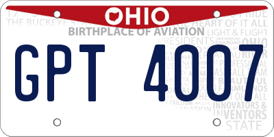 OH license plate GPT4007