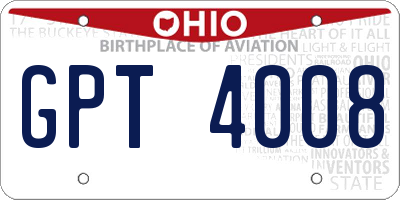 OH license plate GPT4008