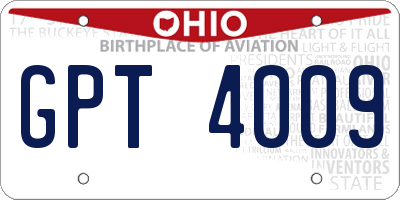 OH license plate GPT4009