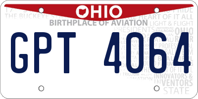 OH license plate GPT4064