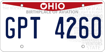 OH license plate GPT4260