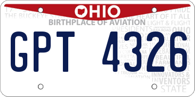 OH license plate GPT4326