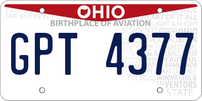 OH license plate GPT4377