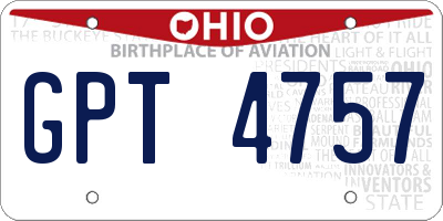 OH license plate GPT4757