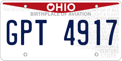 OH license plate GPT4917