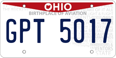 OH license plate GPT5017