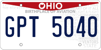 OH license plate GPT5040