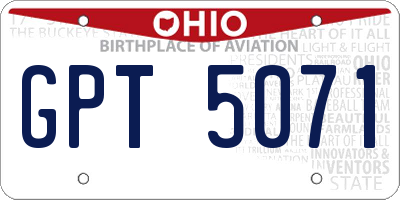OH license plate GPT5071