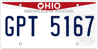 OH license plate GPT5167