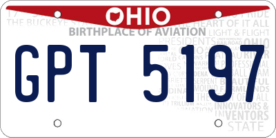 OH license plate GPT5197