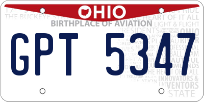 OH license plate GPT5347