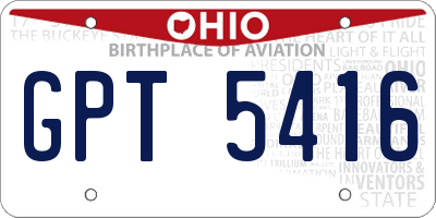 OH license plate GPT5416