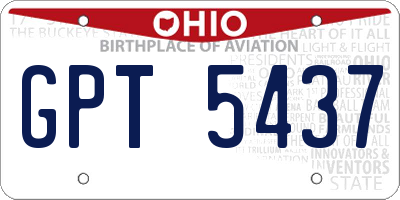 OH license plate GPT5437
