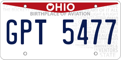 OH license plate GPT5477