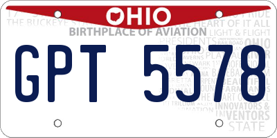 OH license plate GPT5578