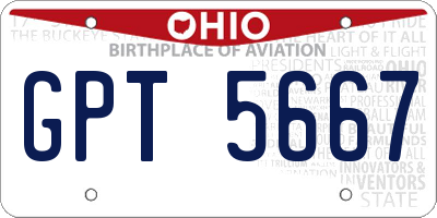OH license plate GPT5667