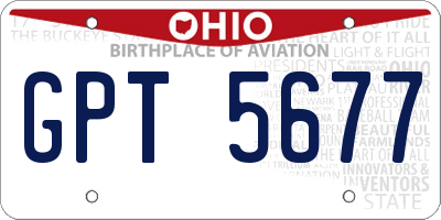 OH license plate GPT5677