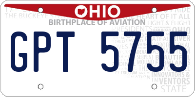 OH license plate GPT5755
