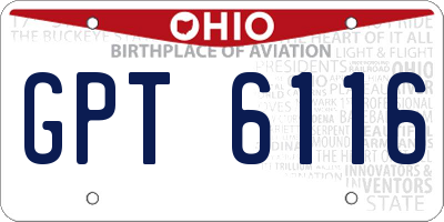 OH license plate GPT6116
