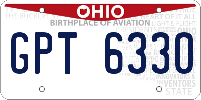 OH license plate GPT6330