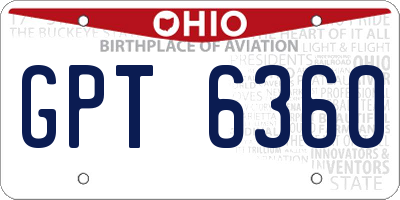 OH license plate GPT6360