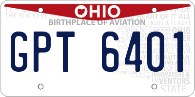 OH license plate GPT6401