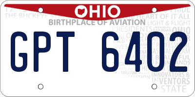 OH license plate GPT6402