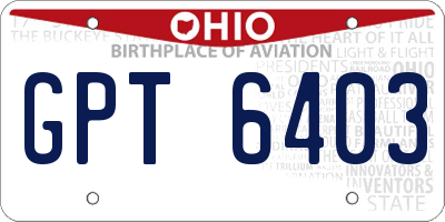 OH license plate GPT6403