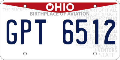 OH license plate GPT6512