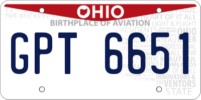 OH license plate GPT6651