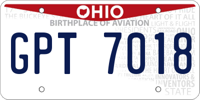 OH license plate GPT7018