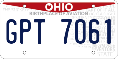 OH license plate GPT7061