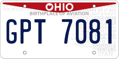 OH license plate GPT7081