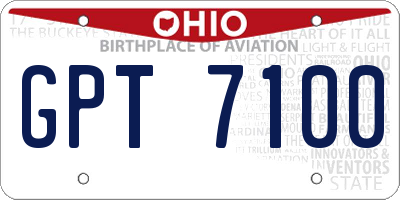 OH license plate GPT7100