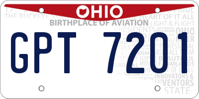 OH license plate GPT7201