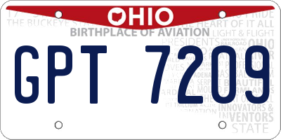 OH license plate GPT7209