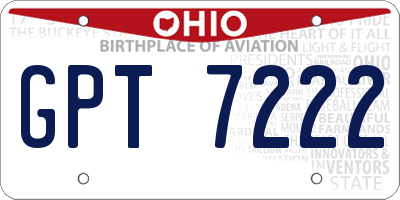 OH license plate GPT7222