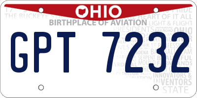 OH license plate GPT7232