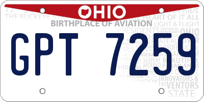 OH license plate GPT7259