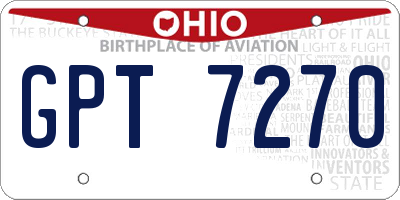 OH license plate GPT7270