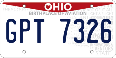 OH license plate GPT7326