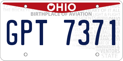 OH license plate GPT7371